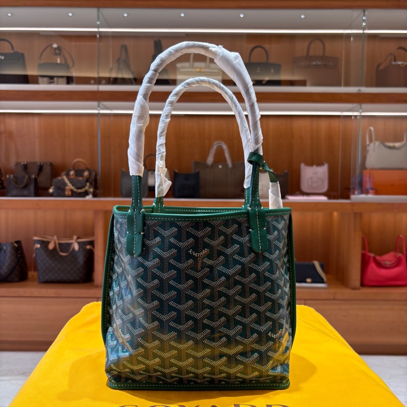 【現貨|稀有款!雙面設計】Goyard Anjou Mini 20 綠色子母包|雙面可翻帆布 × 真皮|輕巧百搭|附同色小包-2
