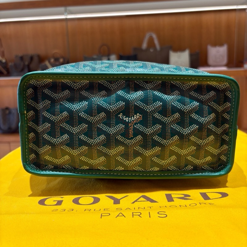 【現貨|稀有款!雙面設計】Goyard Anjou Mini 20 綠色子母包|雙面可翻帆布 × 真皮|輕巧百搭|附同色小包-4