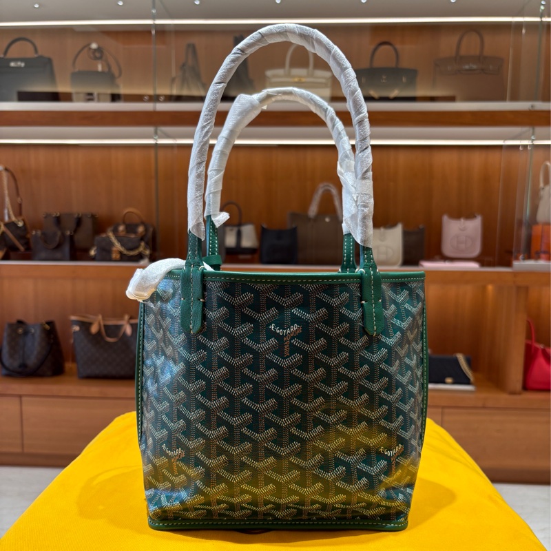 【現貨|稀有款!雙面設計】Goyard Anjou Mini 20 綠色子母包|雙面可翻帆布 × 真皮|輕巧百搭|附同色小包-7