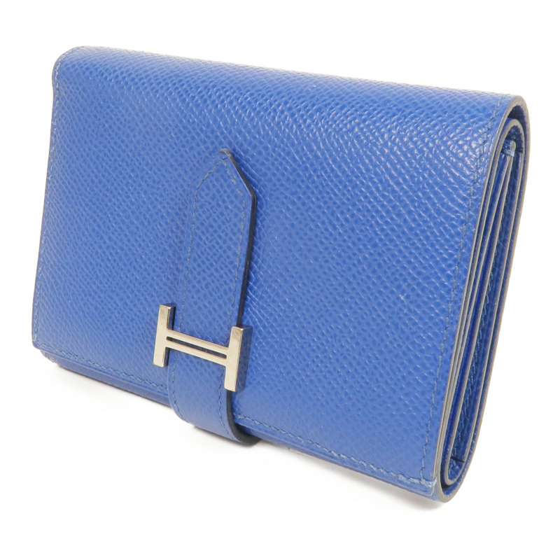 HERMES Epsom皮革Bearn Verso Wallet銀扣錢包Bleu Saphir-2