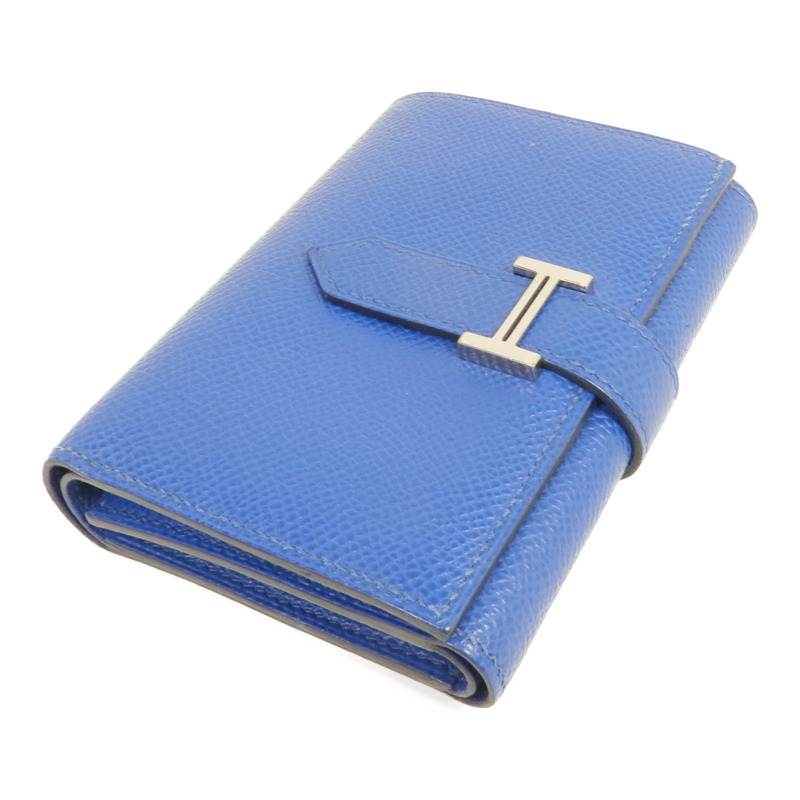 HERMES Epsom皮革Bearn Verso Wallet銀扣錢包Bleu Saphir-3