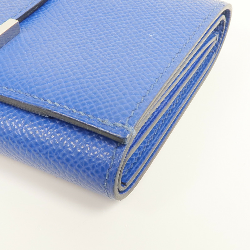 HERMES Epsom皮革Bearn Verso Wallet銀扣錢包Bleu Saphir-6