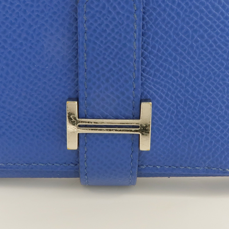 HERMES Epsom皮革Bearn Verso Wallet銀扣錢包Bleu Saphir-10