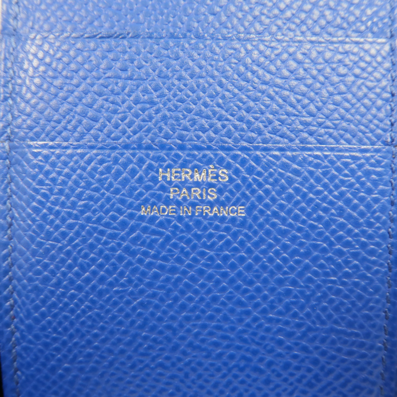 HERMES Epsom皮革Bearn Verso Wallet銀扣錢包Bleu Saphir-13