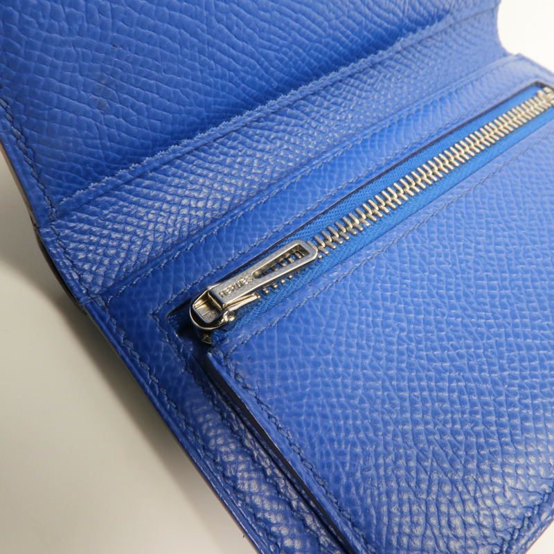 HERMES Epsom皮革Bearn Verso Wallet銀扣錢包Bleu Saphir-14