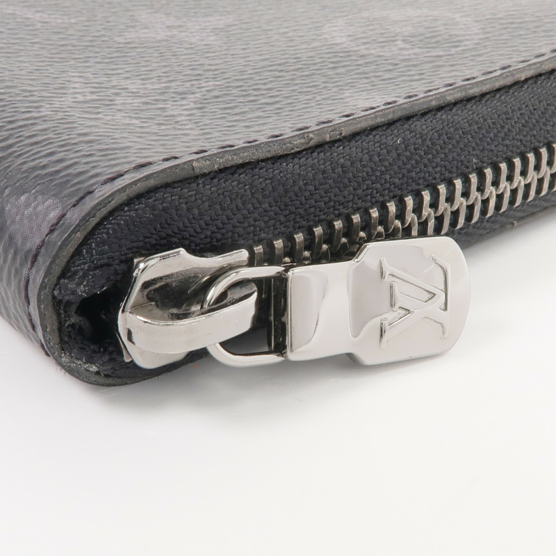 LOUIS VUITTON Monogram Eclipse Zippy Wallet Vertical銀扣長錢包-10