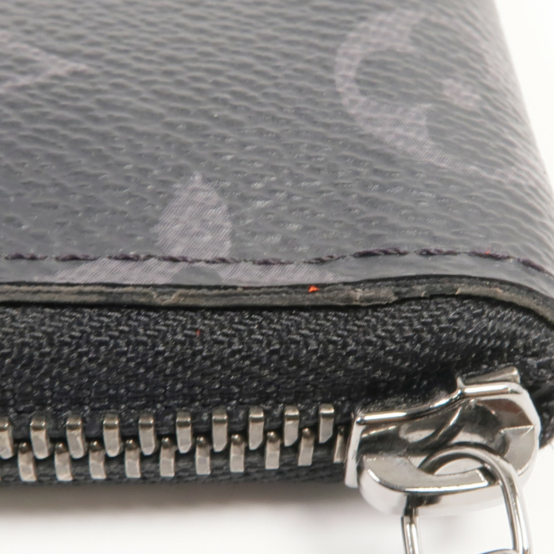 LOUIS VUITTON Monogram Eclipse Zippy Wallet Vertical銀扣長錢包-15