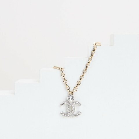 二手Chanel 25V 水鑽雙C項鍊