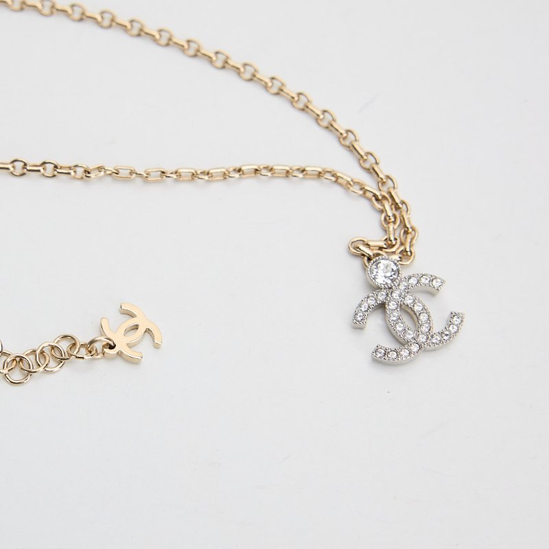 二手Chanel 25V 水鑽雙C項鍊-5