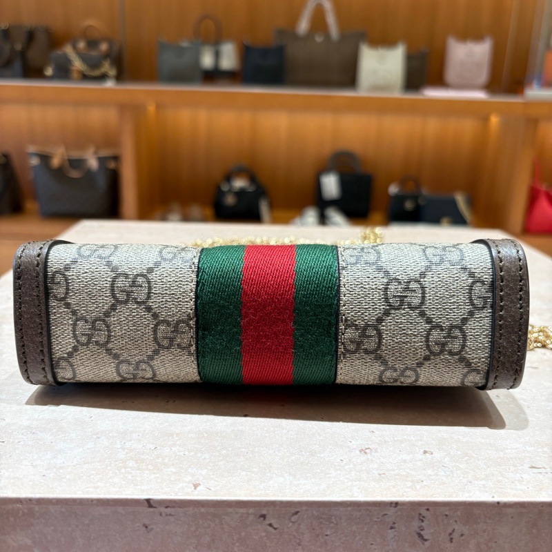 【現貨|復古風潮】Gucci Ophidia GG Mini 老花鏈條包|經典紅綠織帶 × 金鍊條肩背包|義式小方包推薦-8