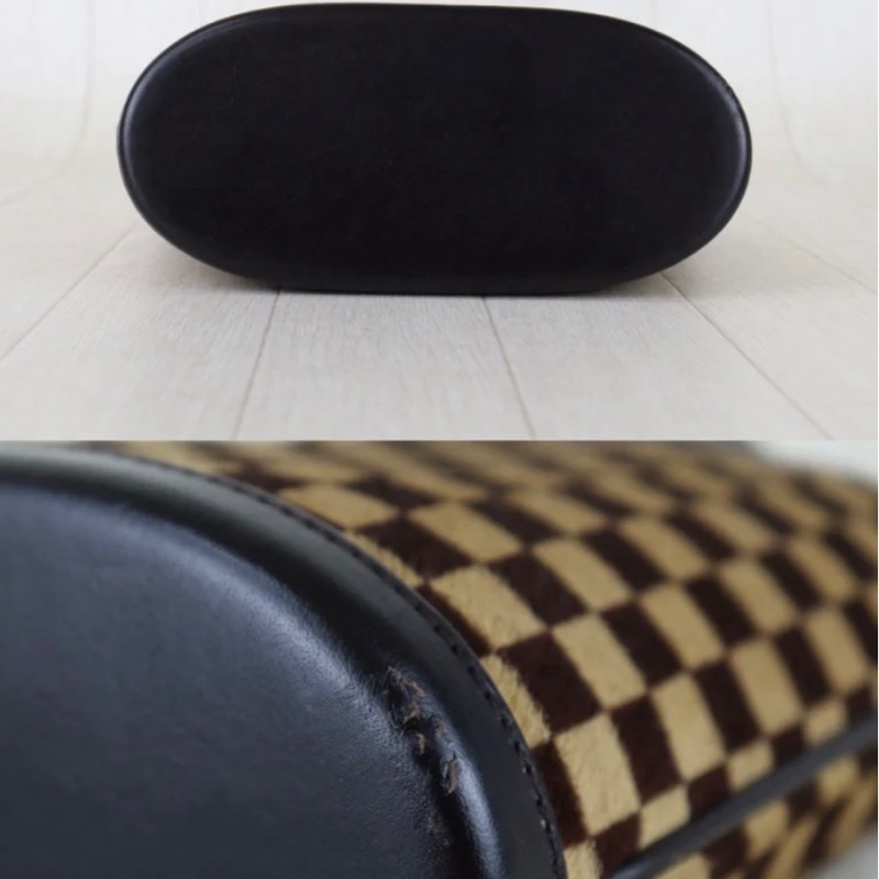 「JL精品代購」 9新 LV棋盤格馬毛菜籃子手拎包-4