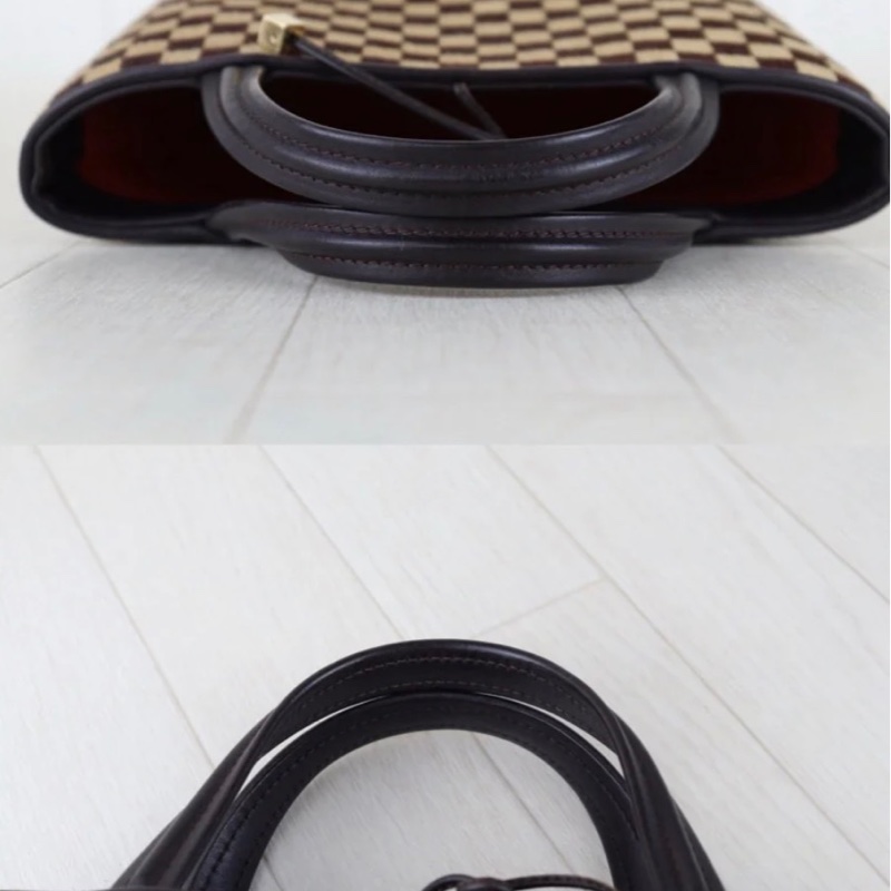 「JL精品代購」 9新 LV棋盤格馬毛菜籃子手拎包-7