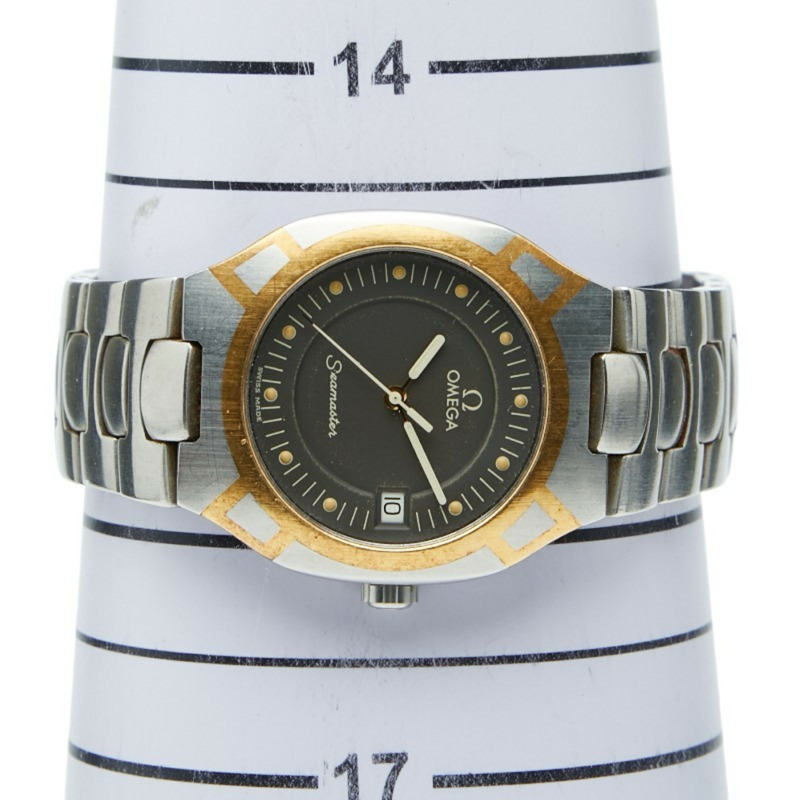 歐米茄海馬系列北極星石英腕錶,灰色錶盤,不鏽鋼錶殼,黃金錶帶,男款,OMEGA-7