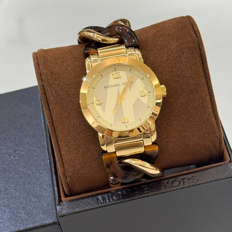 *SHIHNA名牌精品* Michael Kors Runway Twist玳瑁鏈女錶-1