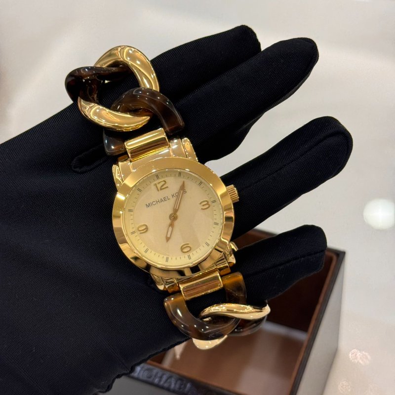 *SHIHNA名牌精品* Michael Kors Runway Twist玳瑁鏈女錶-5
