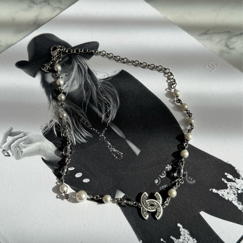 Chanel白珍珠銀雙C項鍊   新款❤️