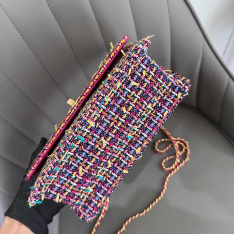 Chanel 香奈兒 23A春夏新款 彩色羊毛斜紋軟呢 單肩斜挎包鏈條包 芯片款-1