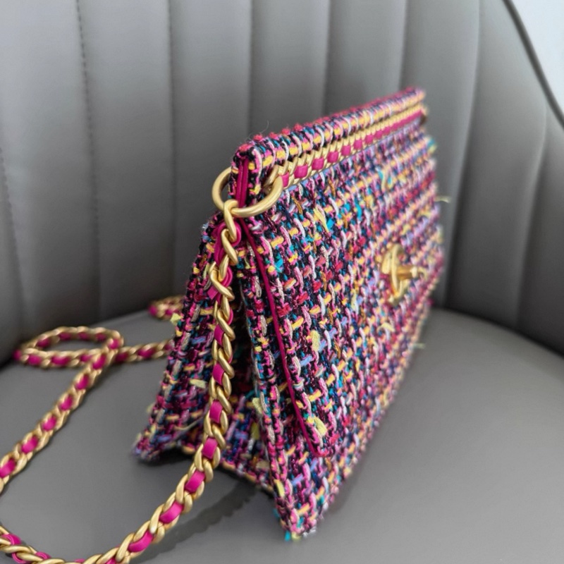 Chanel 香奈兒 23A春夏新款 彩色羊毛斜紋軟呢 單肩斜挎包鏈條包 芯片款-2