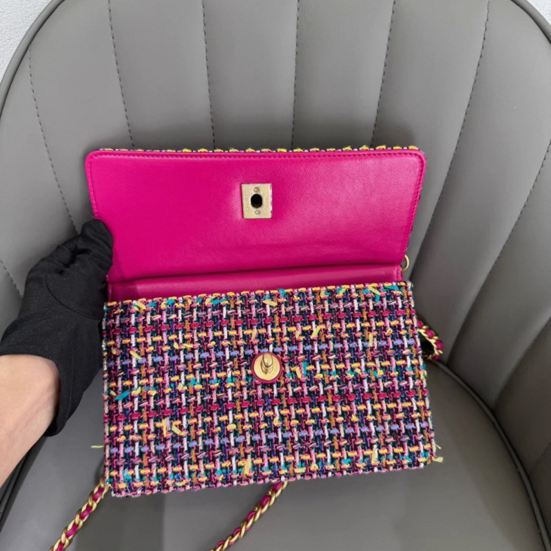 Chanel 香奈兒 23A春夏新款 彩色羊毛斜紋軟呢 單肩斜挎包鏈條包 芯片款-7