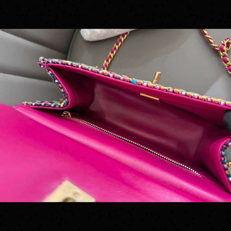 Chanel 香奈兒 23A春夏新款 彩色羊毛斜紋軟呢 單肩斜挎包鏈條包 芯片款-8