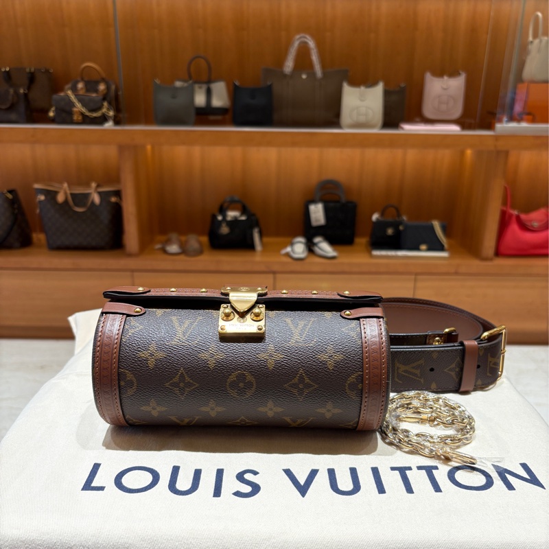 【台中現貨+限量款】Louis Vuitton Papillon Trunk 圓筒包|老花經典|復古旅行箱靈感|雙背帶設計-6