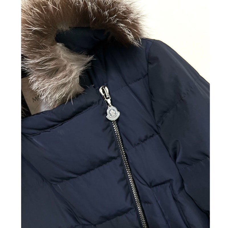 MONCLER 藍黑毛領長版羽絨外套 2.M / 真毛領可拆 / 二穿-3