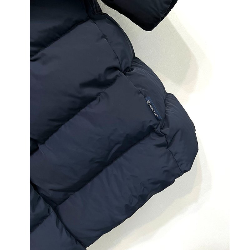 MONCLER 藍黑毛領長版羽絨外套 2.M / 真毛領可拆 / 二穿-6