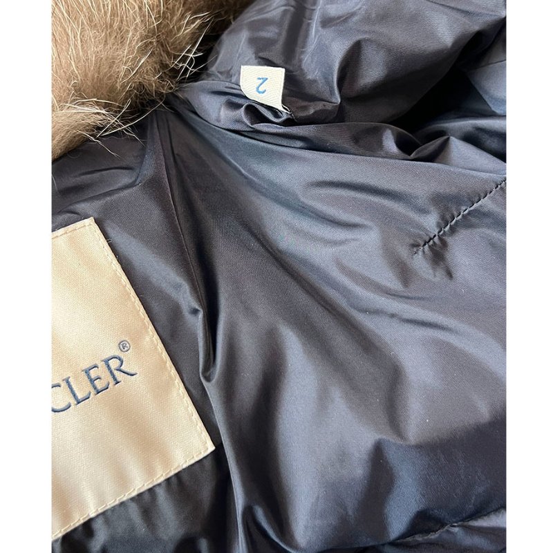 MONCLER 藍黑毛領長版羽絨外套 2.M / 真毛領可拆 / 二穿-8