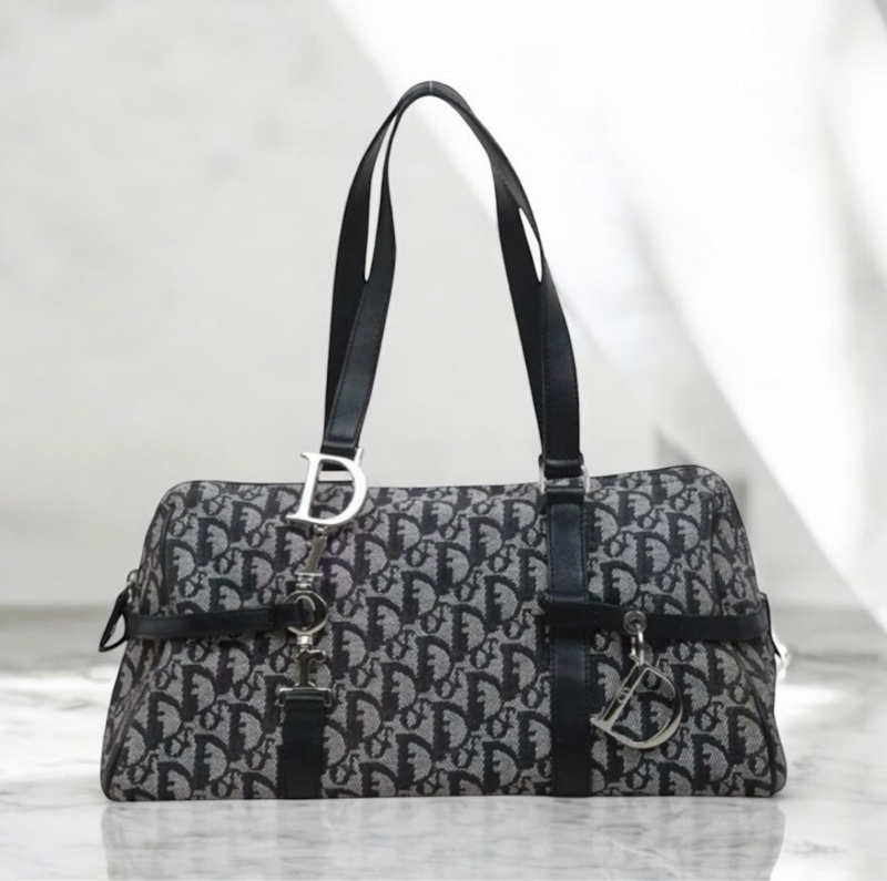 「JL精品代購」9新 Dior老花波士頓手提包-0