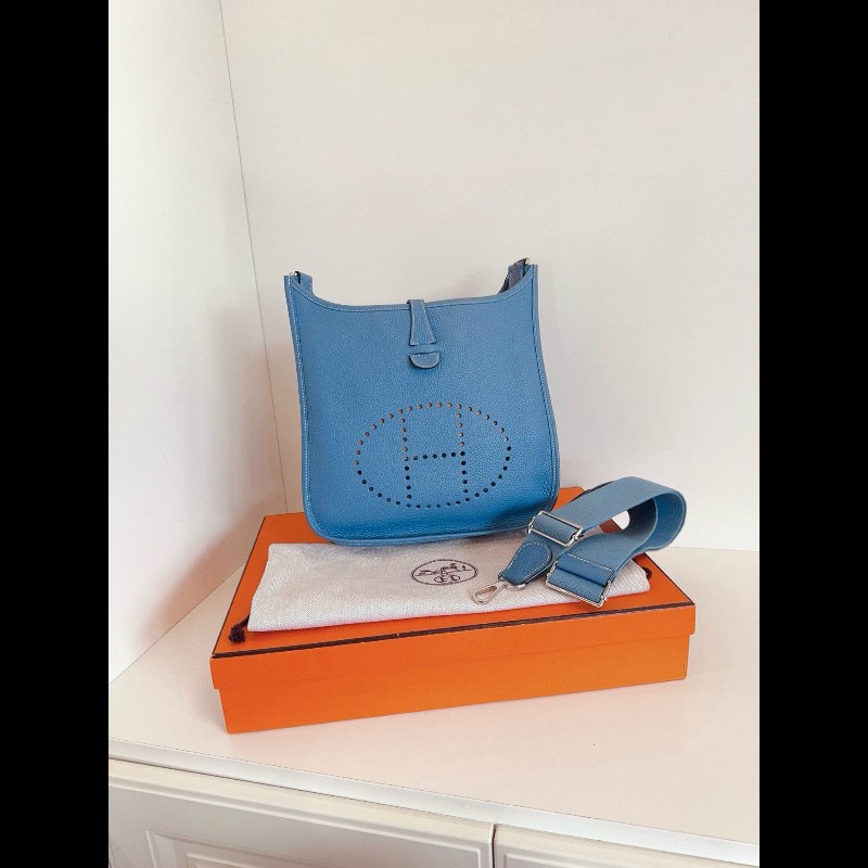 Hermes Evelyne 伊芙蓮29 牛仔藍銀扣-0