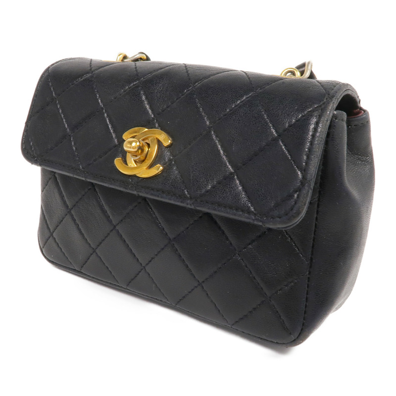 CHANEL 羊皮皮革Chain Shoulder金扣鏈帶肩背袋-2