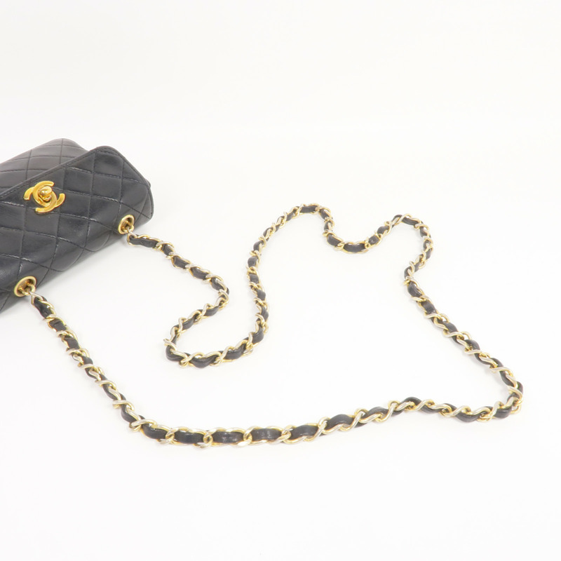 CHANEL 羊皮皮革Chain Shoulder金扣鏈帶肩背袋-4