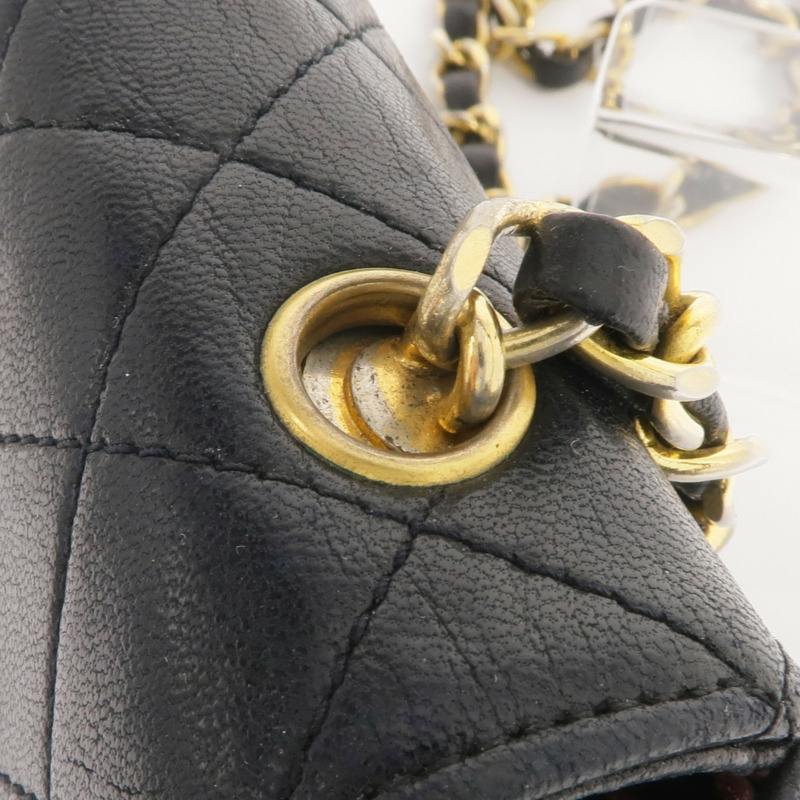 CHANEL 羊皮皮革Chain Shoulder金扣鏈帶肩背袋-10