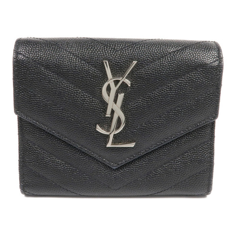 SAINT LAURENT 牛皮皮革Trifold Wallet銀扣錢包