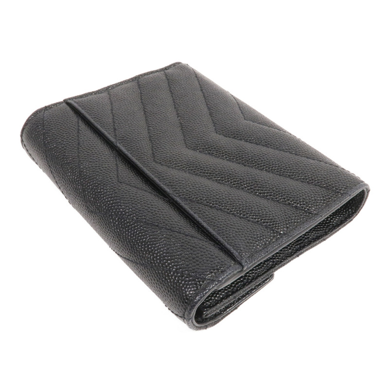 SAINT LAURENT 牛皮皮革Trifold Wallet銀扣錢包-4