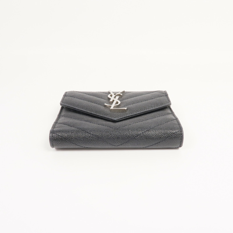 SAINT LAURENT 牛皮皮革Trifold Wallet銀扣錢包-5