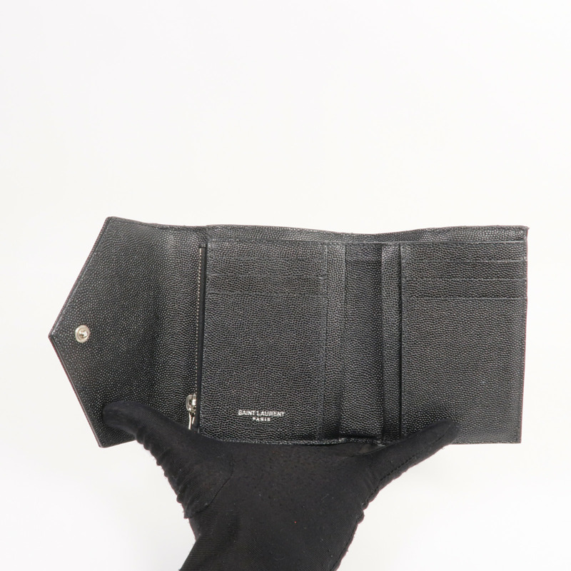 SAINT LAURENT 牛皮皮革Trifold Wallet銀扣錢包-11