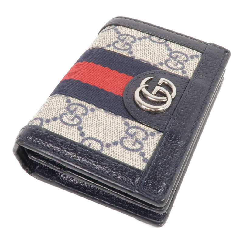 GUCCI 塗層帆布/皮革Ophidia Card Case Wallet銀扣錢包-3