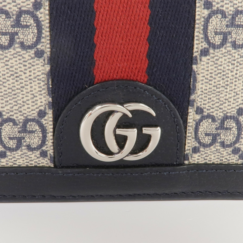GUCCI 塗層帆布/皮革Ophidia Card Case Wallet銀扣錢包-6
