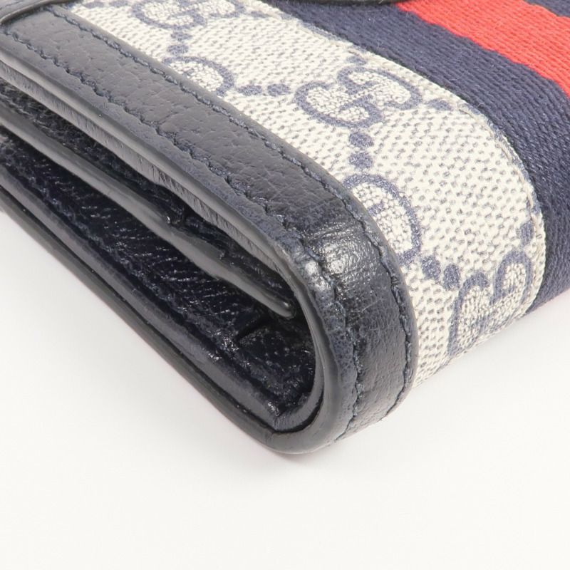 GUCCI 塗層帆布/皮革Ophidia Card Case Wallet銀扣錢包-9