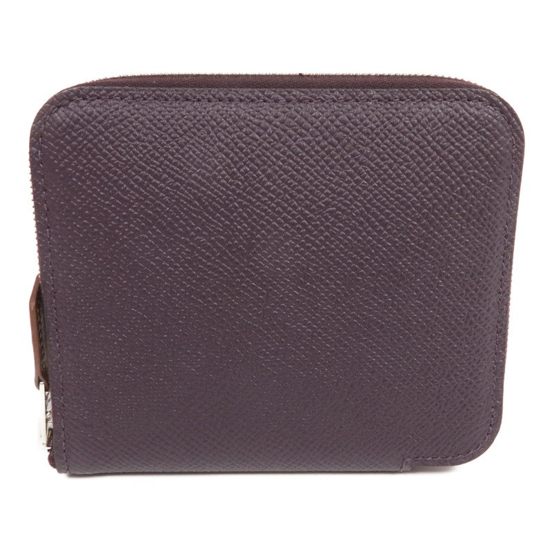 HERMES Epsom皮革Silk'In Compact Wallet銀扣錢包Cassis-0