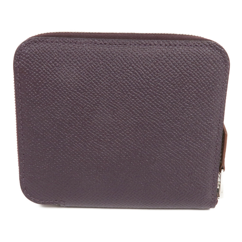 HERMES Epsom皮革Silk'In Compact Wallet銀扣錢包Cassis-1