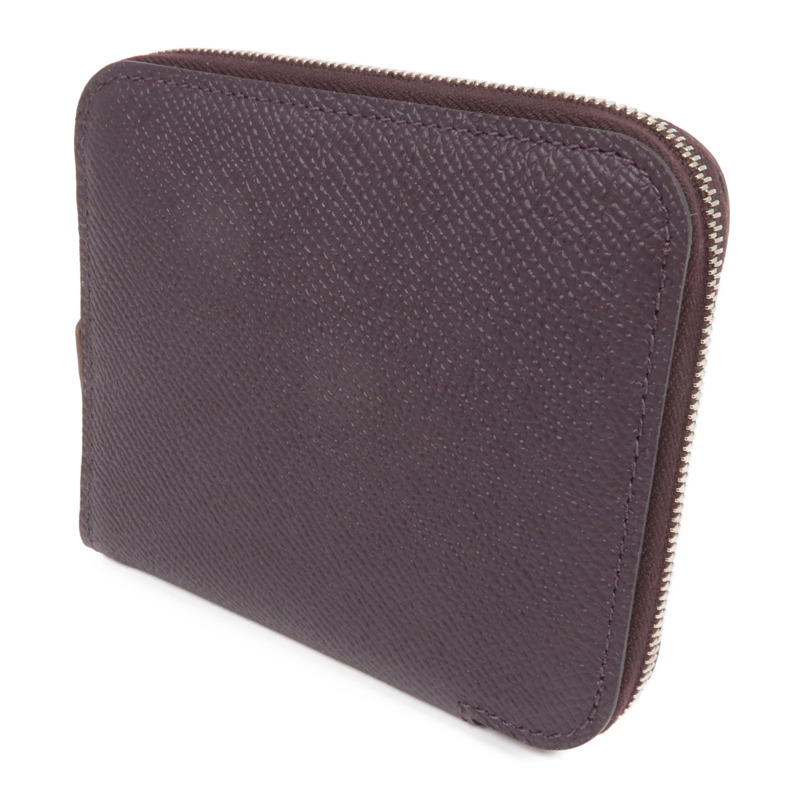 HERMES Epsom皮革Silk'In Compact Wallet銀扣錢包Cassis-2