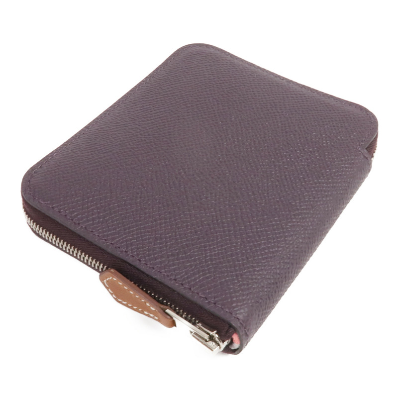 HERMES Epsom皮革Silk'In Compact Wallet銀扣錢包Cassis-3