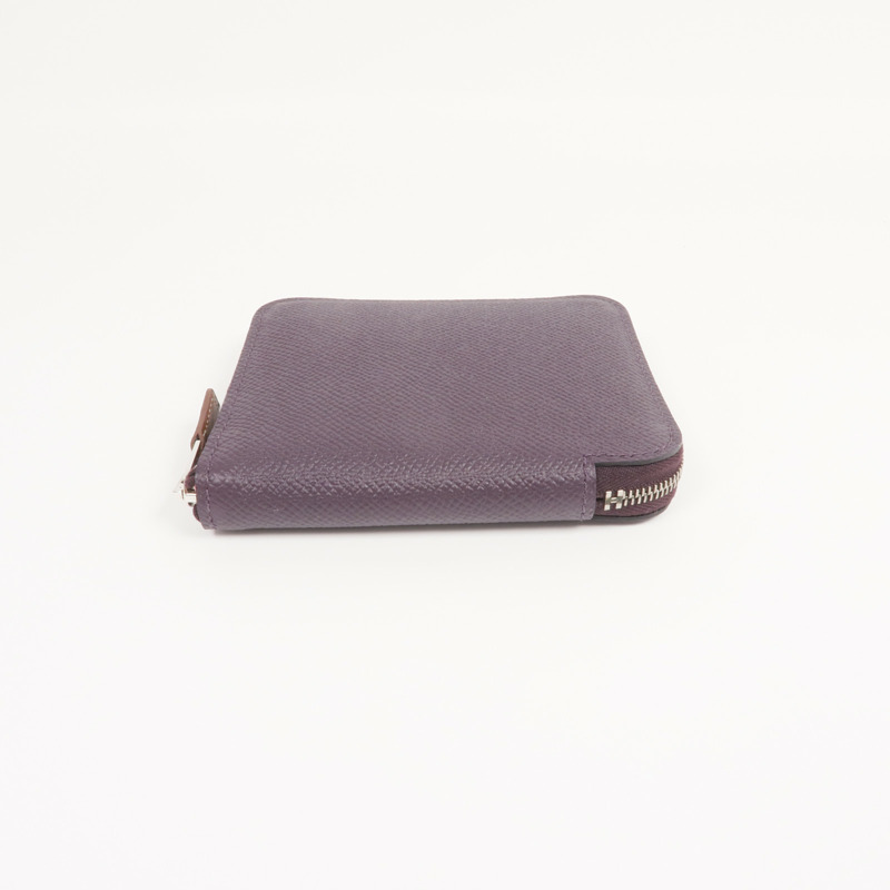 HERMES Epsom皮革Silk'In Compact Wallet銀扣錢包Cassis-5