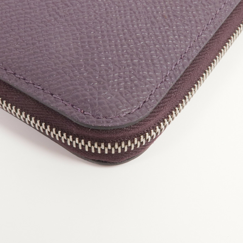 HERMES Epsom皮革Silk'In Compact Wallet銀扣錢包Cassis-8