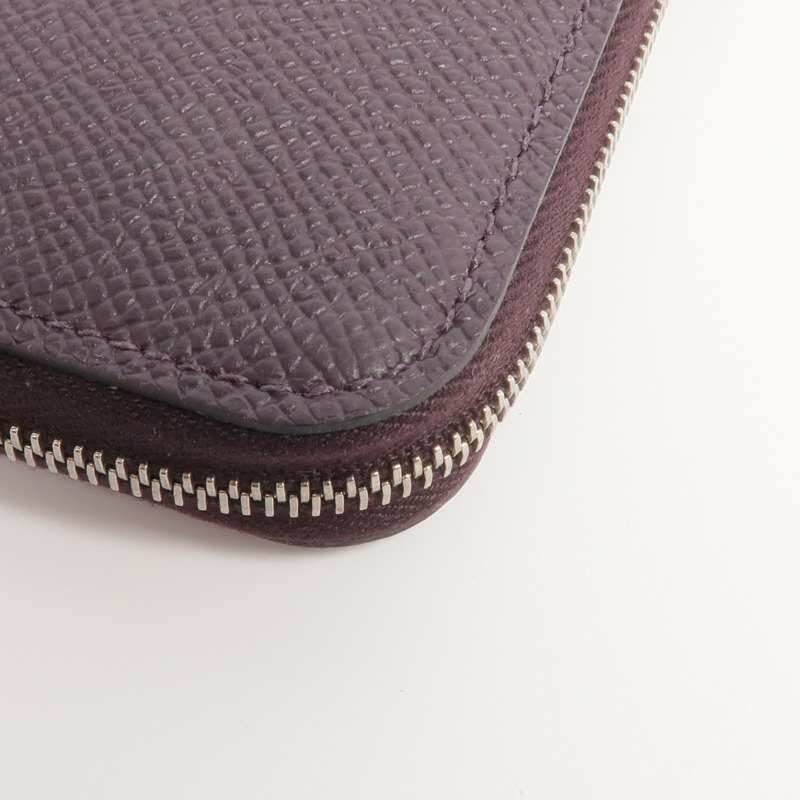 HERMES Epsom皮革Silk'In Compact Wallet銀扣錢包Cassis-9