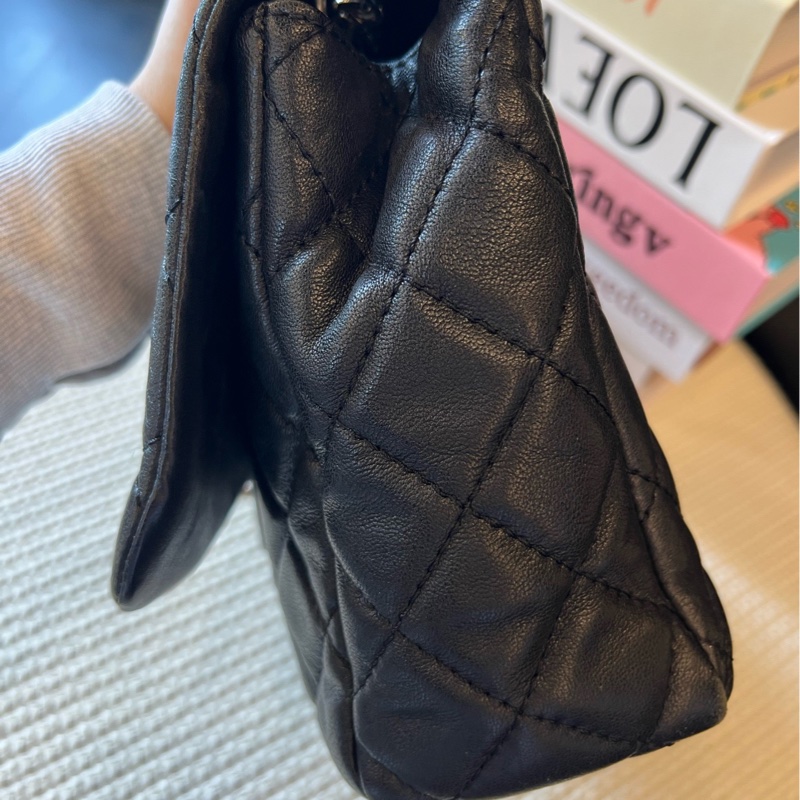 Chanel香奈兒 黑色銀色五金 30底長 口蓋包 11開-3