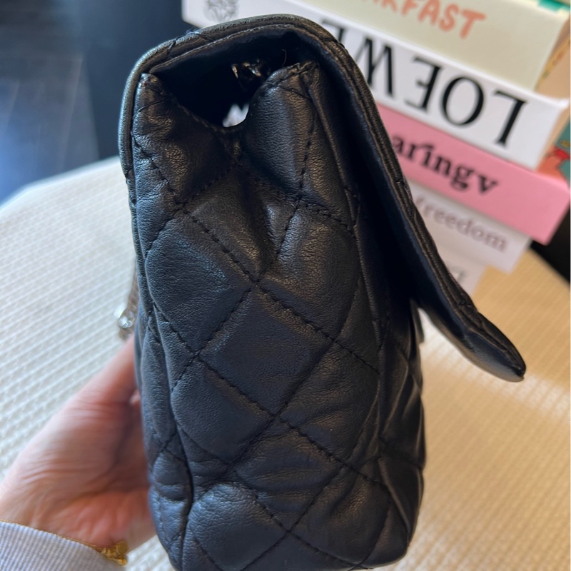 Chanel香奈兒 黑色銀色五金 30底長 口蓋包 11開-4