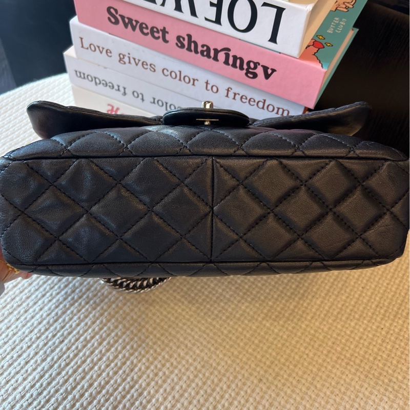 Chanel香奈兒 黑色銀色五金 30底長 口蓋包 11開-5